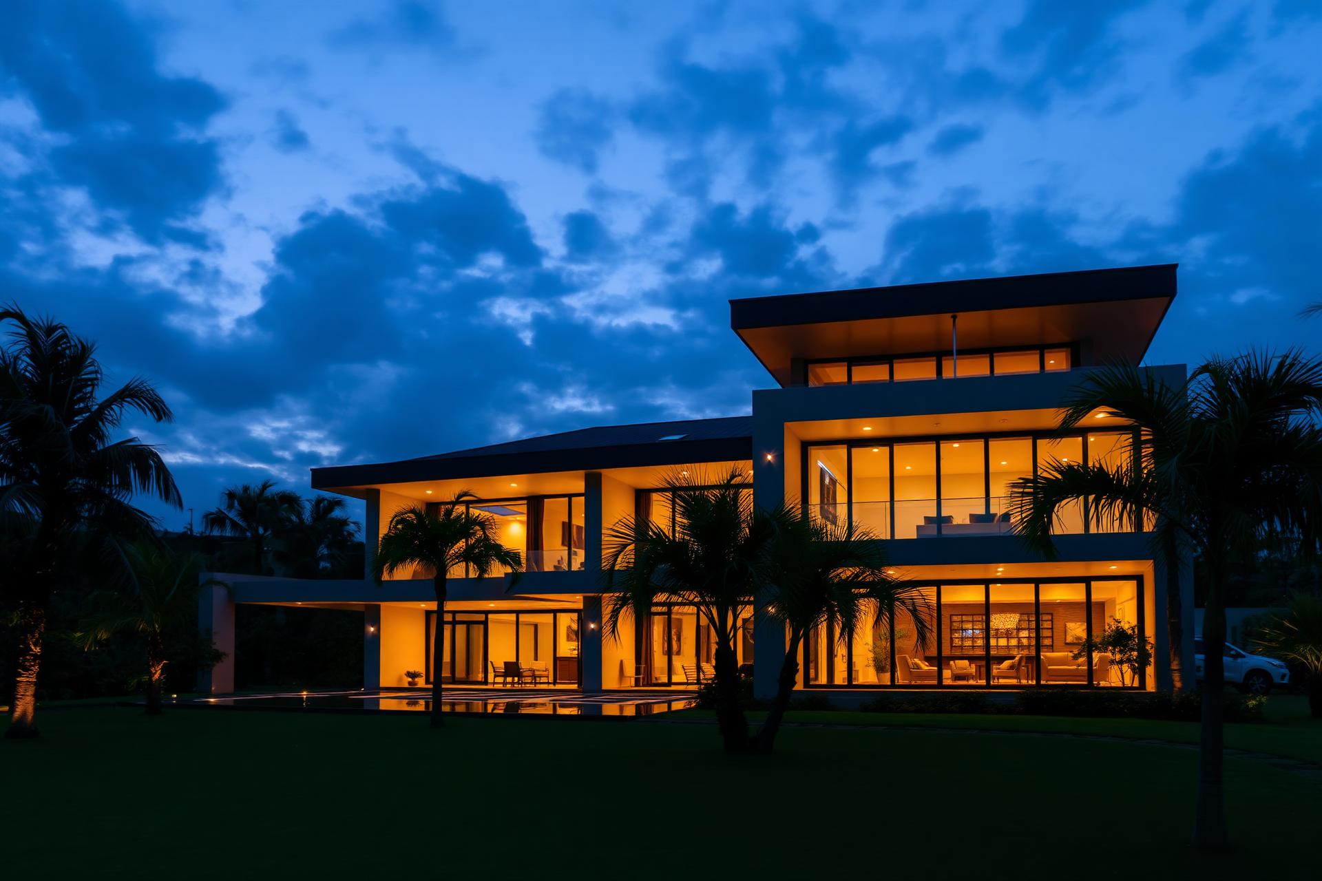 Casa moderna en Paraguay al atardecer